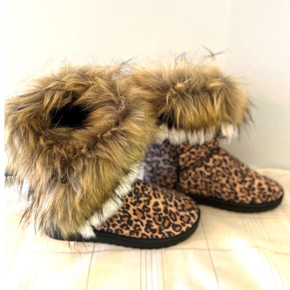 Leopard Print Faux Fur Boots - Picture 2 of 8